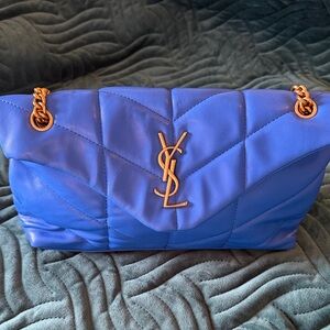 Yves Saint Laurent Vibrant Blue Quilted Shoulder Bag